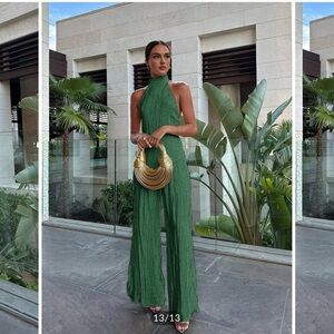 Commense Green Wide Leg Jumpsuit